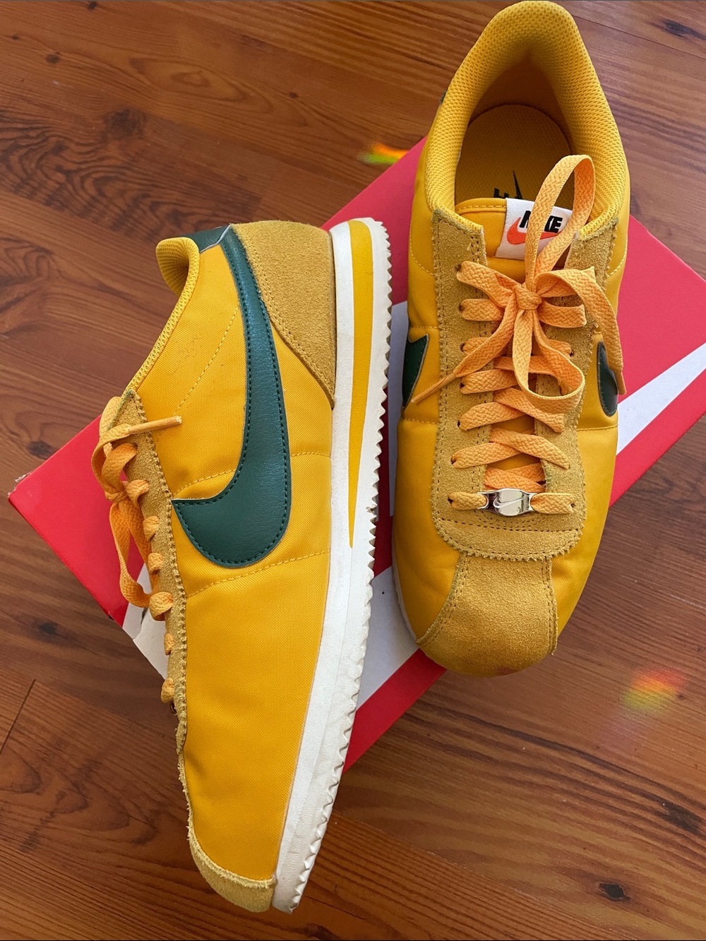 Nike Yellow and Green Cortez Sneakers